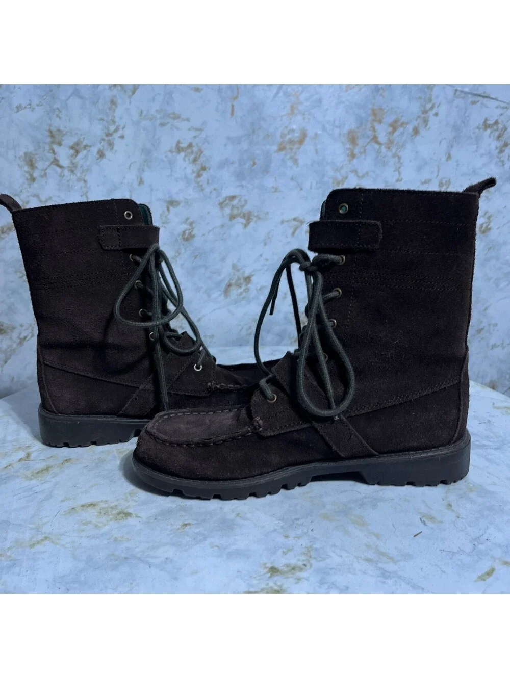 Polo Ralph Lauren Ranger Youth Kids Size 6M Shoes Brown Green Suede Buckle Boots